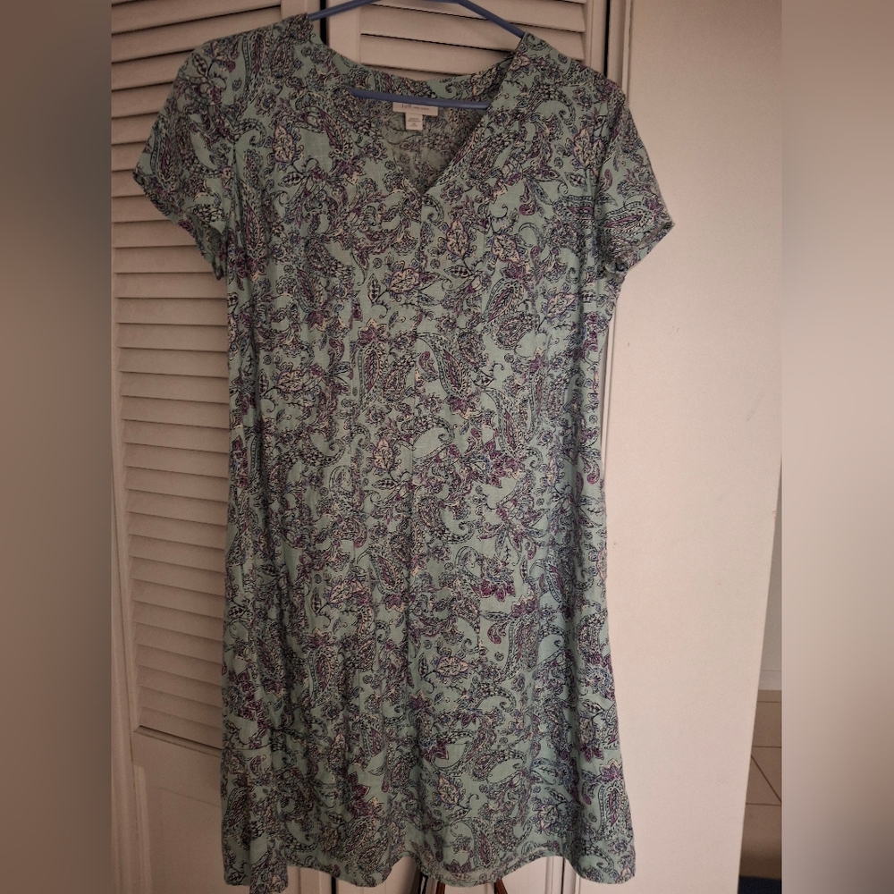 J. Jill Green and Purple Paisley Linen Top
